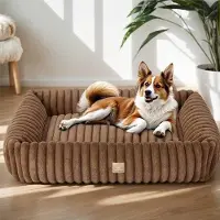OEM XXL Hundebett braun, waschbar, rechteckig, rutschfest & bequem