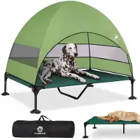 OEM Hochhundebett mit Parasol, erhöhtem Liegebereich für außerhalb mit Anti-Rutschsohlen, leichtes Zubehör mit Schatten an drei Seiten, Hundekissen für Abenteuer, Außenbereich, Seebad und Wasserspielplatz