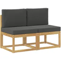 vidaXL 2 Stück Outdoor Mittelsofa Massivholz Akazie Weiß