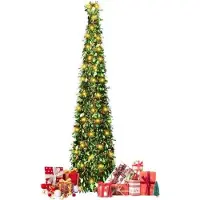 OEM Kunststoff-Weihnachtsbaum 150cm grün mit Lichtern und Stern