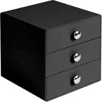 Markenlos Organizer mit 3 Schubladen, transparent, 4 Stück, schwarz