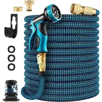 Famanu Gartenschlauch - erweiterbarer Wasserschlauch mit 10 Sprühmodi - 30 Meter blau