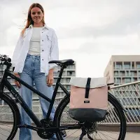 Famanu Fahrradtasche wasserdicht - Grau/Rosa