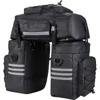 OEM Fahrradtasche Amsterdam Triple, Schwarz, Gesamtbreite 65 cm, 34+28 L, regenbeständig, Reflektorstreifen, Schnellverschluss, Kunststoffböden