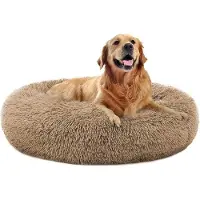 OEM Hundebett Kalmernd Donut Kunstfell Kuschel Waschbar Selbstwärmend groß rund Plüschbett für Hunde