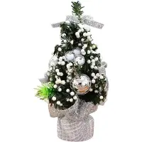 OEM Mini Weihnachtsbaum 20cm mit bunten Kugeln und Blütendekoration silber