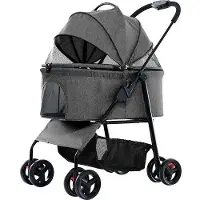 OEM Klappbarer Hundewagen 3in1, atmungsaktives Gitter, 67x32x22cm, 30kg, Grau