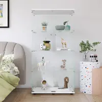 ProximaX Zweitüriger, vierstöckiger Vitrinenschrank, freistehendes Bücherregal für Wohnzimmer, Schlafzimmer oder Büro, 164,5 cm x 80,5 cm x 36,3 cm, weiß