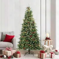 vidaXL Langlebig Künstlicher klappbarer Weihnachtsbaum Grün 210 cm PE und PVC - Künstliche Weihnachtsbäume Octo1943461 2parcel