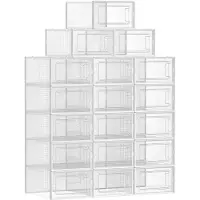 Markenlos Schuhboxen Set von 18 - Aufbewahrungsboxen für Schuhe, transparent, faltbar und stapelbar