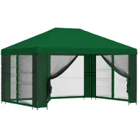 vidaXL “2026 Modern“ Grün Garten Pavillon mit Seitenwänden 4 x 3 m Grün - Designermöbel 12391 - Pavillons & Partyzelte