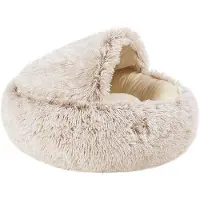 OEM Weiches Hundebett, braun, 50cm, Plüsch, mit Abdeckung