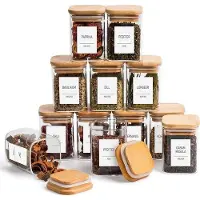 OEM Gläserne Vorratsdosen 180ml mit Holzdeckel, 6er Set, 6x6x8,5cm