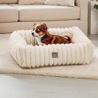 OEM Orthopädisches Hundebed klein weich antirutsch Boden cremefarben 50x48x15 cm