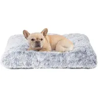 OEM Weiches Hundebett, waschbar, antirutsch, Grau, 60x45cm, Plüsch