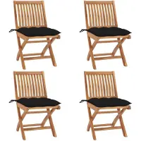 vidaXL Eleganten-Stil Klappbare Gartenstühle mit Kissen 4 Stk. Massivholz Teak DE4695514