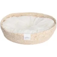 OEM Hundekissen Knuffelbett Ø 45 cm hoch 13 cm Naturmaterial Plüsch weiß/beige