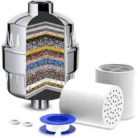 Unyqoos Duschfilter – 25‑stufiges Filtersystem, reduziert Kalk, Chlor & Schwermetalle – inkl. 2 Filterpatronen (je 12.000 Liter) – universeller Anschluss