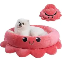 Famanu Hundebett Schattiger Octopus - Rosa und Rot - Größe M