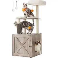 OEM Katzenbaum mit Kratzpfosten, 2-in-1, grau, 134cm, waschbar