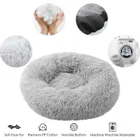 OEM 70cm Plüsch Donut Hundebett, Weiches Kissen für Kleine Hunde, Waschbar, Grau