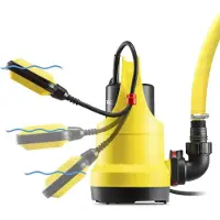 Markenlos TWP 4006 E Schmutzwasser-Tauchpumpe - Klarwasser Unterwasser Flach absaugen - 7.300 l/h