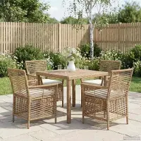 vidaXL Möbel Gartenstuhl mit Kissen 4 pcs Beige und Creme Poly-RattanGartenstühle - Gartenstühle c6757