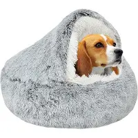 OEM Kuschelhundebett, Donut-Nest, warm, weich, grau, 65 cm, Antirutsch