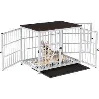 OEM Hundebank L Weiss Metall Holz 91x63cm