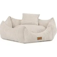 Adgo Die Villa 75x38x20 cm, Hundebett mit Rand, Haustierbett, Bett, Bodenbett, Hundekissen, Hundesofa, Katzenbett, Hundekörbchen, (gestreift/beige)