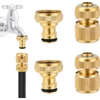 Markenlos Messing Schlauchfittingset - Gartenanschluss und Reparatur - 4 Stück