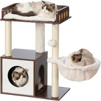 OEM Katzenkletterbaum Modern Braun Waschbar mit 3 Kratzspitzen