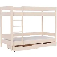 Lukdom Etagenbett 200x90 Kinderbett mit Rausfallschutz & Lattenrost naturbelassen 90 x 200 für Mädchen und Jungen Massivholz Kiefer und MDF Möbelplatte, ohne Matratze, mit Schubladen