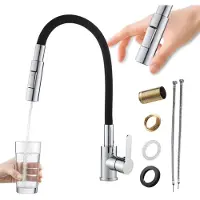 Granitan | RENO - Küchenarmatur - Flexibler Auslauf - 2 Strahlarten - Schwarz, Chrom - Messing - Keramikkopf