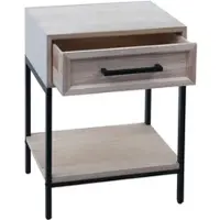 Décoshop26 - Praktischer Nachttisch aus Holz mit Schublade und Stauraum 59 x 43 x 36 cm aus naturbelassenem Paulownienholz 04_0009734 04_0009734