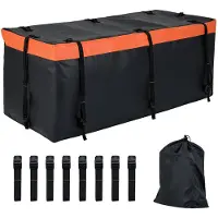 Costway Heckbox 550L für Anhängerkupplung, Auto hintere Gepäcktasche, Gepäckbox wasserdicht faltbar, Transportbox mit Riemen & Tasche 148x61x61cm