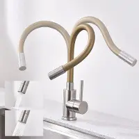 OEM Flexibler Küchenhahn, 2 Strahlarten, 360° drehbar, Edelstahl, Gold, Wassersparend