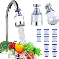 Merkloos Wasserhahnfilter 2 Stück mit 10 Filterkartuschen, 360° drehbar, für Küche und Bad