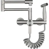 OEM Edelstahl-Küchenarmatur Wandmontage, Warm-/Kaltwasser, RVS 304, Klappbar