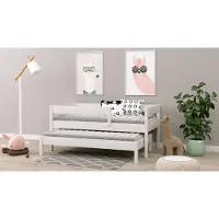 Lukdom Ausziehbett 180x90 Kinderbett mit Rausfallschutz & Lattenrost weiß 90 x 180 für Mädchen und Jungen Massivholz Kiefer und MDF Möbelplatte, mit Matratzen