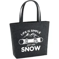 Hellweg Druckerei Huuraa Filzshopper Snowboard Just add snow 22 Liter Charcoal Melange Filztasche Geschenkidee