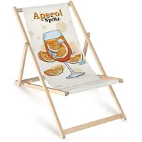 AllBags Holz Liegestuhl klappbar „Aperol Spritz Creme“ – Gartenstuhl Relaxstuhl Sonnenliege Balkon Terrasse Sommermotiv