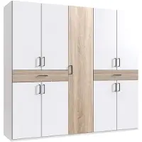Wimex Kleiderschrank Tibet Drehtürenschrank 225x58x208cm weiß Eiche Sägerau 9-türig (18925)