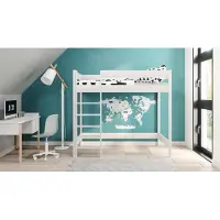 Lukdom Hochbett 180x90 Kinderbett mit Rausfallschutz & Lattenrost weiß 90 x 180 für Mädchen und Jungen Massivholz Kiefer und MDF Möbelplatte, mit Matratze