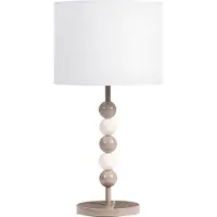 Beliani Tischlampe Messing Metall mit Stoffschirm Trommelform 58 cm Hoch Modern Langes Kabel mit Schalter Schlaf- u. Wohnzimmer Beleuchtung