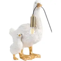 Beliani Tischlampe Weiß Kunstharz 40 cm Hoch 1-Flammig Glühbirnen-Optik Tiermotiv Ente Langes Kabel mit Schalter Glam Nachttischlampe Leselampe