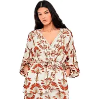 Gisela Palm Print Kimono Mit 3/4-Ärmeln