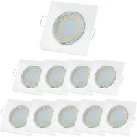 Sweet Led Einbaustrahler LED 10er Pack 5W Warmweiß eckig weiß matt