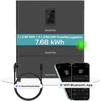 SUNNIVA Speicher MARSTEK Jupiter C + Plus Solarspeicher 5,12-10,24 kWh LiFePO4 Solarakku für PV Systeme Balkonkraftwerk, IP65, 6000 Zyklen, WIFI und Bluetooth Batterie Option: 3 x Solarspeicher (7.68 kWh)
