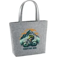 Hellweg Druckerei Huuraa Filzshopper Mountain Bike Berge 22 Liter Grey Melange Filztasche Geschenkidee